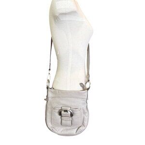 B Makowsky crossbody purse bag Grey leather travel soft zipper top